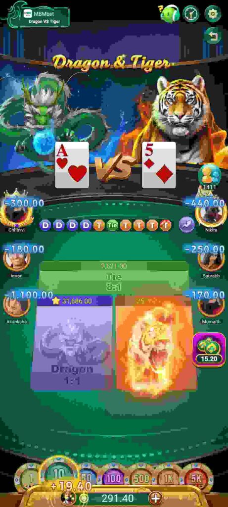 MBMBet APK in Play Dragon & Tiger Game