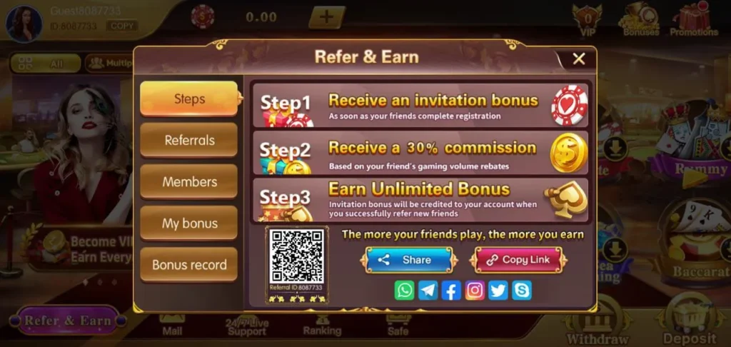 How to Refer & Earn in Happy Ace Casino APK?