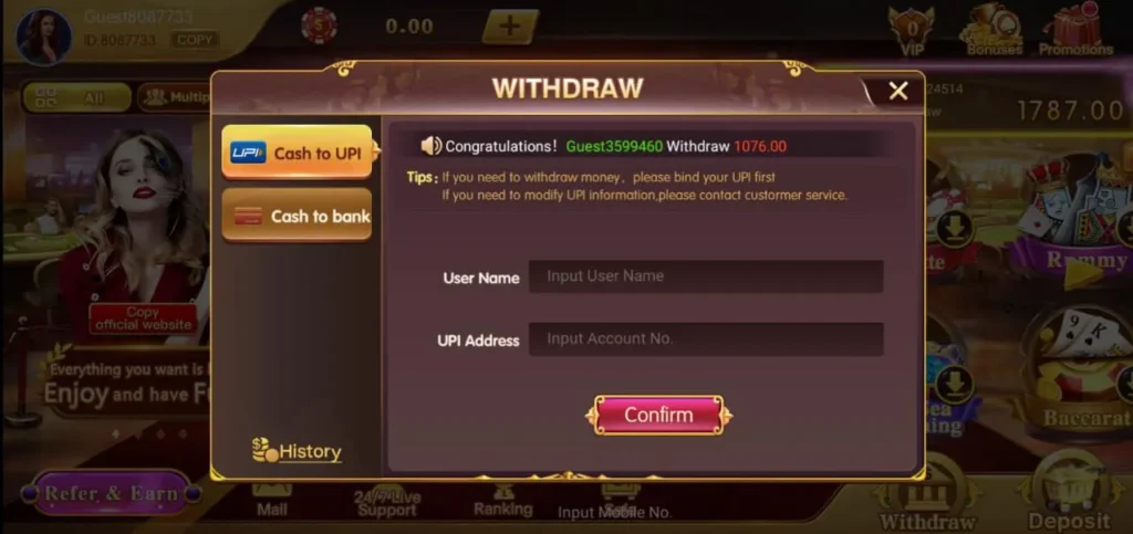 How to Withdraw in Happy Ace Casino APK?