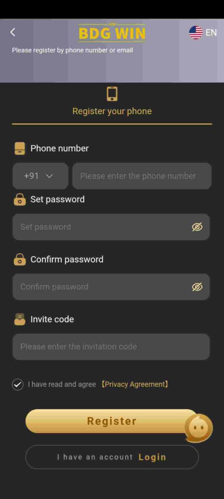 How To Register Your Mobile No. in BDG WIN APK?