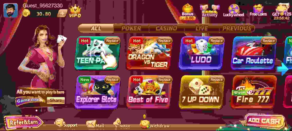 Games Available in Hot Ace Casino APK