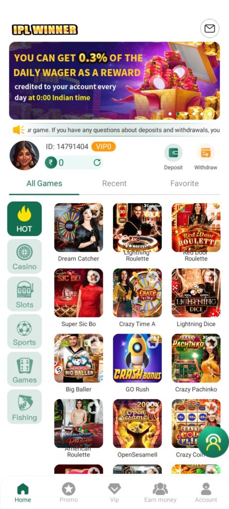 Games Available in IPL Winner APK