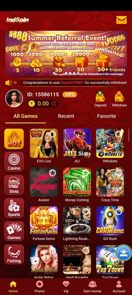 How to Get a Bonus in Ind Spin Bet APK ?